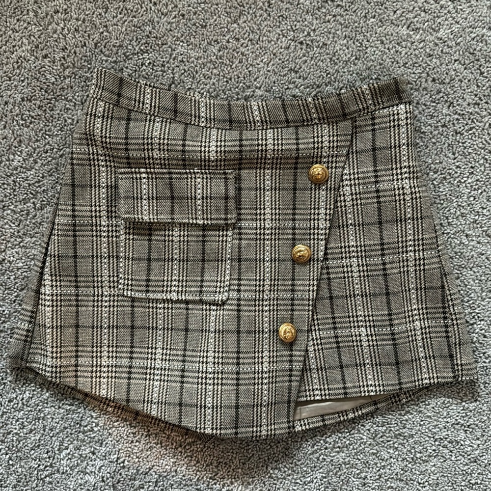 Tweed Style Gold Button Skort